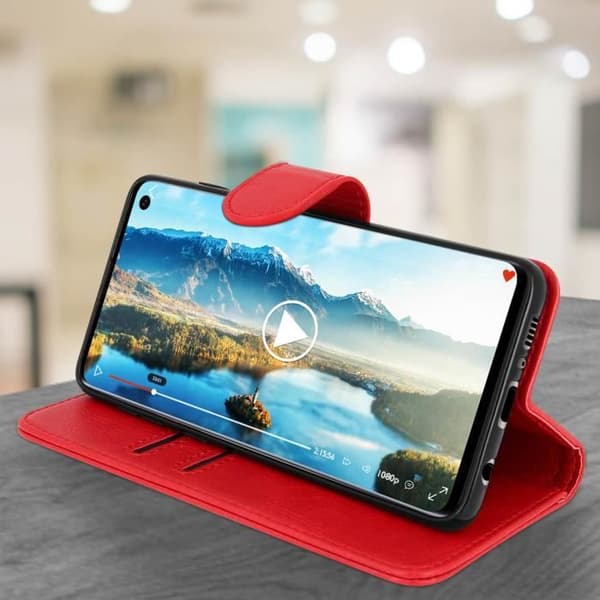 Hoes för Samsung Galaxy S10 - AVIZAR - Röd Plånboksfodral - Silikon Gel - Video Stöd - Magnetisk