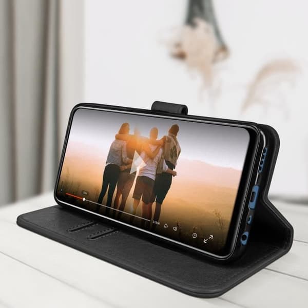 Svart plånboksfodral och videoställ för Realme 8 5G - AVIZAR