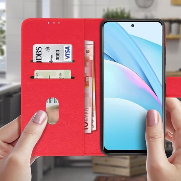 Etui - Xiaomi - Mi 10T Lite - Röd - Mjuk - Magnetisk