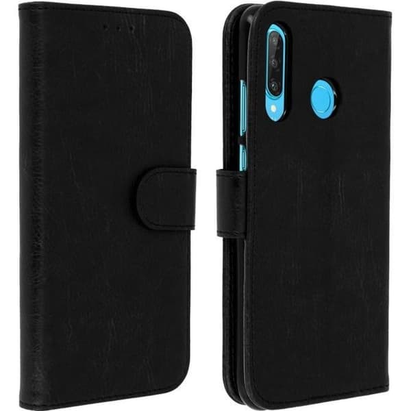 Housse - AVIZAR - Huawei P30 Lite - Fodral Folio - Mjuk Skal - Videostöd Svart
