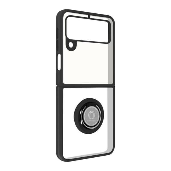 Skyddshölje - AVIZAR - Samsung Galaxy Z Flip 3 - Metallring - Videostöd - Svart