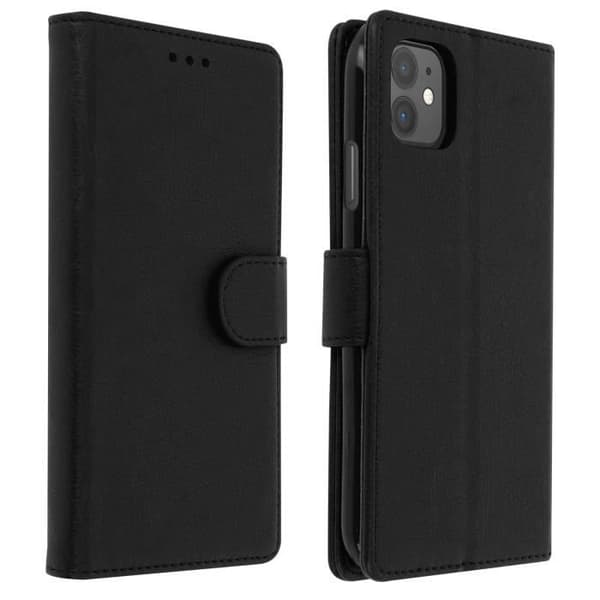 Étui - AVIZAR - iPhone 11 - Heltäckande Fodral - Kortfack - Videostöd - Svart
