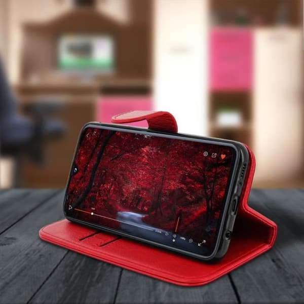 Housse för Samsung Galaxy A40 - AVIZAR - Röd Plånboksfodral - Silikon Gel - Video Stöd - Magnetisk