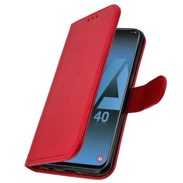 Housse för Samsung Galaxy A40 - AVIZAR - Röd Plånboksfodral - Silikon Gel - Video Stöd - Magnetisk