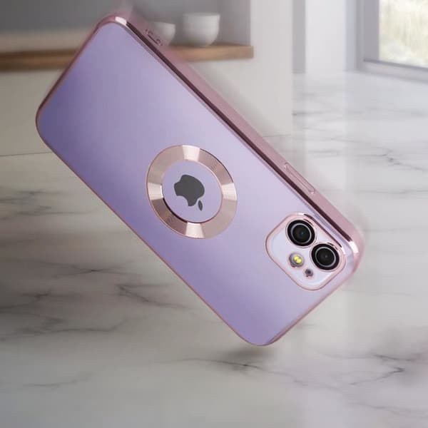iPhone 11-fodral - AVIZAR - Silikon Gel - Transparent - Roséguld Kant - Stötskydd