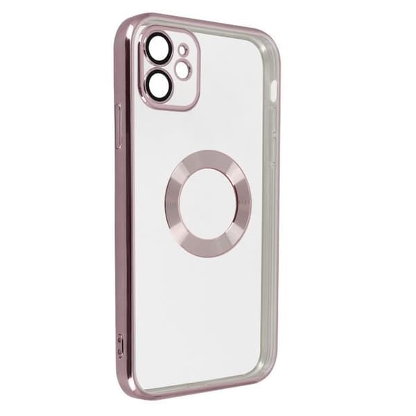 iPhone 11-fodral - AVIZAR - Silikon Gel - Transparent - Roséguld Kant - Stötskydd