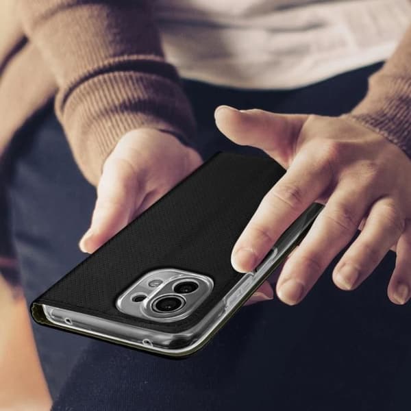 Förpackning - Xiaomi - Mi 11 Lite / Mi 11 Lite 5G - Ekoskinn - Svart - Stödflip