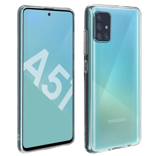 Skyddsskal och film - AVIZAR - Samsung Galaxy A51 - Mjuk Silikon - Härdat Glas 9H - Transparent