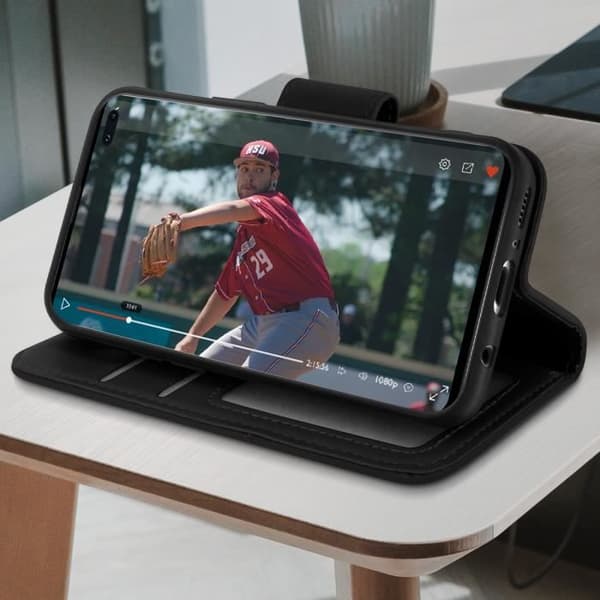 Fodral till Samsung Galaxy S10 Plus - AVIZAR - Läderkorthållare Funktion Premium Svart