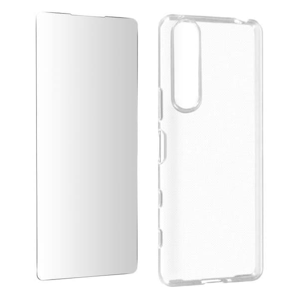 Skyddspaket - Sony - XPeria 5 III - Mjuk silikon - 9H härdat glas - Transparent