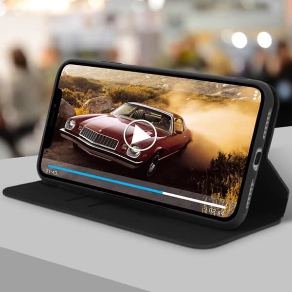 iPhone XS Max-fodral - MÄRKE - Fodral i bokformat - Ekologiskt läder - Svart - Stödfunktion