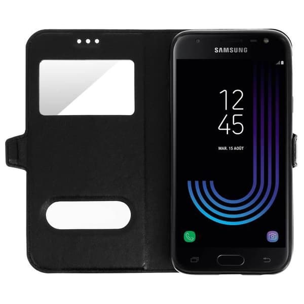 Hus för Samsung Galaxy J3 2017 - AVIZAR - Silikon Gel Fodral - Svart - Mjuk - Flip