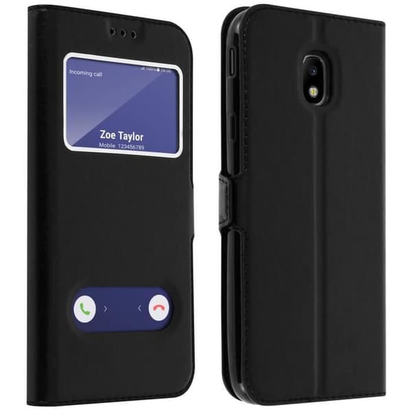 Hus för Samsung Galaxy J3 2017 - AVIZAR - Silikon Gel Fodral - Svart - Mjuk - Flip