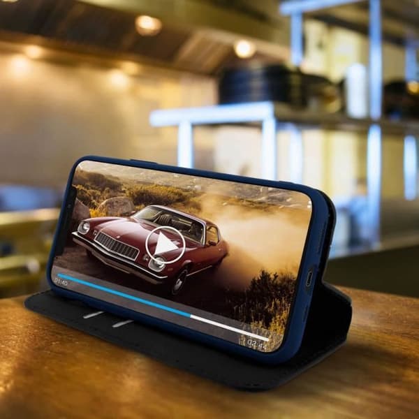 iPhone 11 Pro Max skal - AVIZAR - Folio plånboksfodral - Ekologiskt läder - Stativfunktion - Midnattsblå