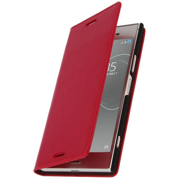 Etui Xperia XZ1 - AVIZAR - Folio läderfodral - Fullständig skydd - Röd - Kompatibel med Sony Xperia XZ1