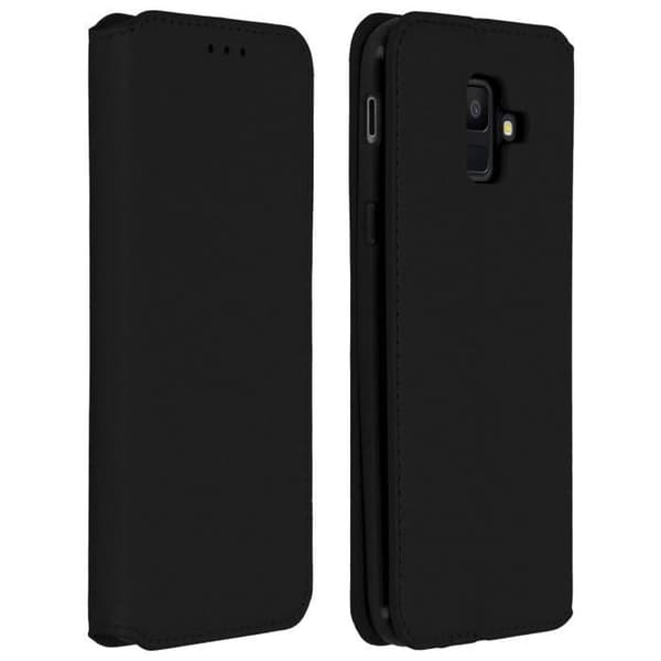 Etui för Samsung Galaxy A6 - Fodral folio - Ekoskinn - Svart - Ståfunktion - Kortficka