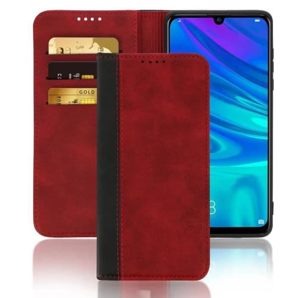Hölster - AVIZAR - Huawei P Smart 2019 / Honor 10 Lite - Ekologisk läder - Röd - Kortfack