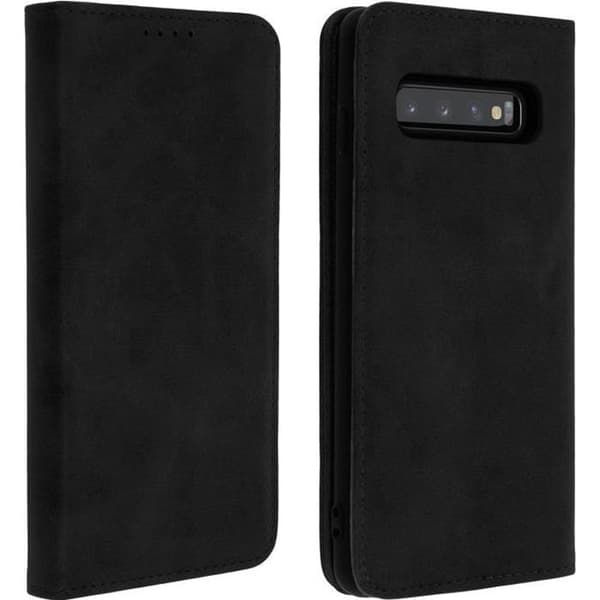 Hölster för Samsung Galaxy S10 - AVIZAR - Med kortfack - Svart - Vintage - Stödstående