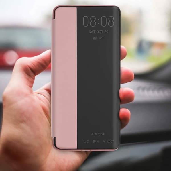 Hus - AVIZAR - Huawei P30 Pro - Hård Skal - Fodral med Stort Fönster - Roséguld
