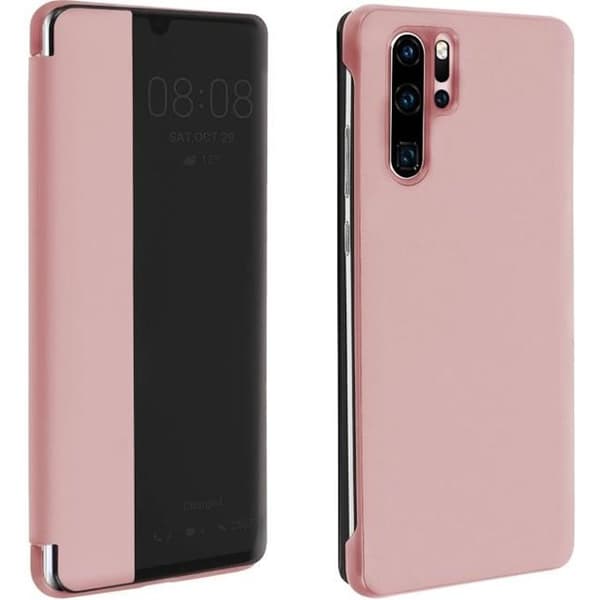 Hus - AVIZAR - Huawei P30 Pro - Hård Skal - Fodral med Stort Fönster - Roséguld