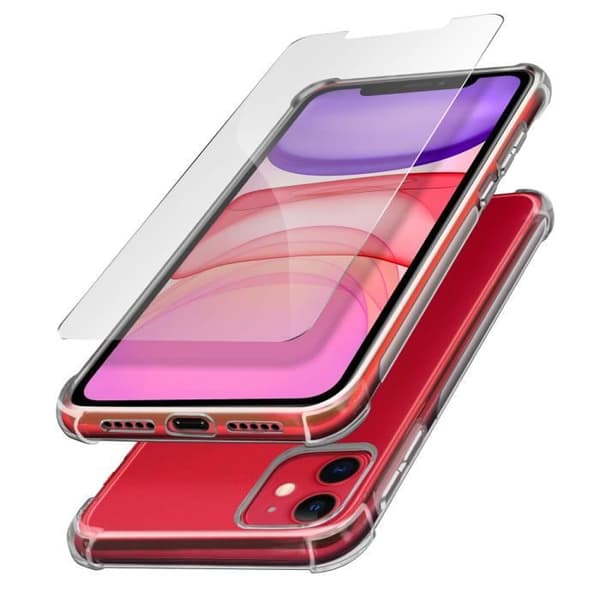 Skyddspaket - AVIZAR - iPhone 11 - Mjuk Skal - Härdat Glas Film 9H - 360° Skydd