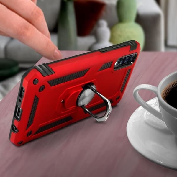 Coque - AVIZAR - Galaxy A50 - Röd - Bi-materiel - Stötsäker - Videostöd