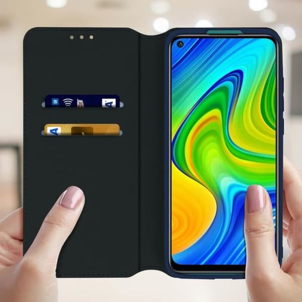 Hölster - AVIZAR - Xiaomi Redmi Note 9 - Ekologiskt läder - Stöd funktion - Blå