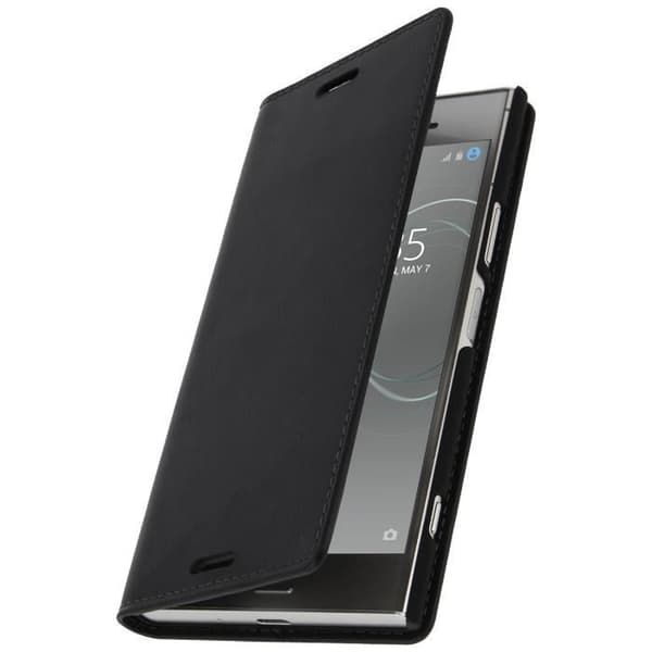 Etui folio i läder - AVIZAR - Xperia XZ1 - Heltäckande skydd - Svart - Fack för kort