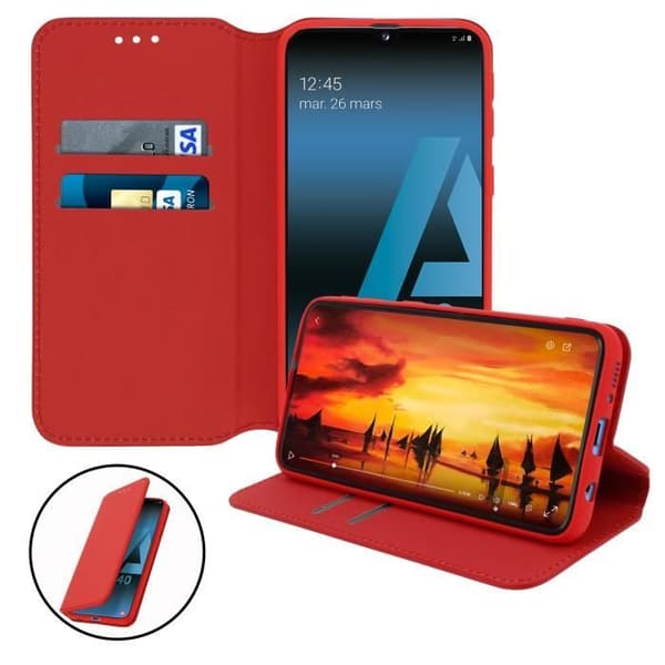 Skal till Samsung Galaxy A40 Folio Plånboksställ Funktion Röd