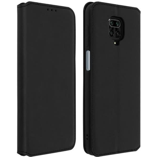 Hölster - AVIZAR - Redmi Note 9S/Note 9 Pro/Note 9 Pro Max - Ekologiskt läder - Svart - Inbyggd stödfunktion