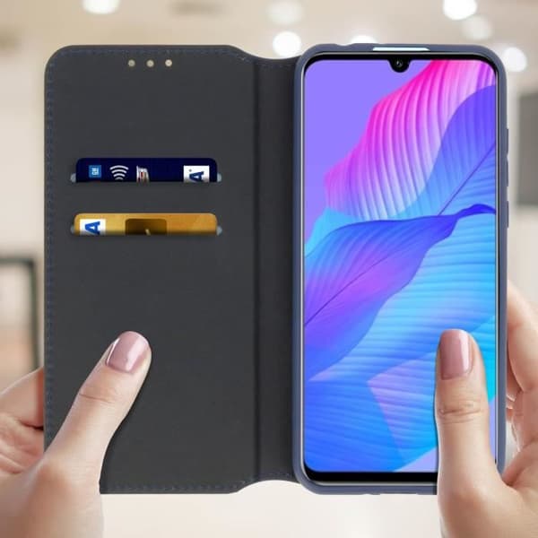 Housse - Huawei - P Smart S - Ekologiskt läder - Stödfunktion - Blå