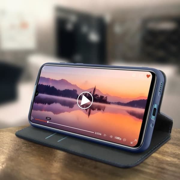 Housse - Huawei - P Smart S - Ekologiskt läder - Stödfunktion - Blå