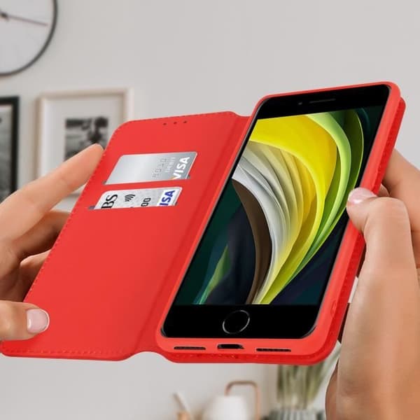Hus iPhone SE 2020 / 8 / 7 Folio Plånbok AVIZAR - Röd - Ekoleather - Stödfunktion