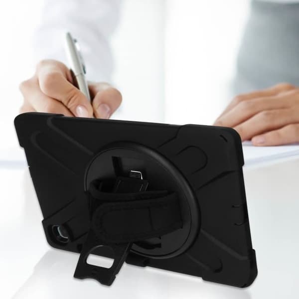 Fodral till Samsung Galaxy Tab S6 Lite - AVIZAR - Hybrid - Roterande handtag - Stativ - Axelrem Svart