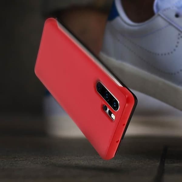 Housse - AVIZAR - Huawei P30 Pro - Hårt Skal - Stor Genomskinlig Fönster - Röd