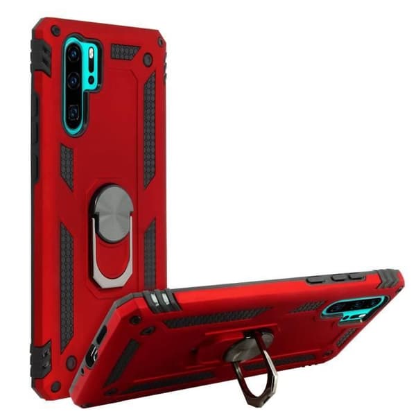 Skyddsfodral - AVIZAR - Huawei P30 Pro - Bi-material - Röd - Inbyggd videostöd