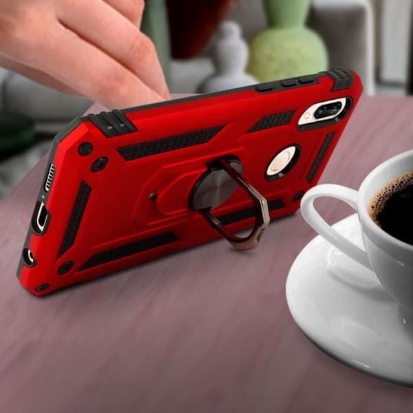 Coque - AVIZAR - P20 Lite - Bi-material - Hållringsfunktion - Röd videostöd
