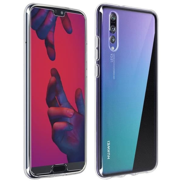 Skyddande fodral och film - Huawei - P20 Pro - Transparent silikon - Härdat glas - Komplett paket