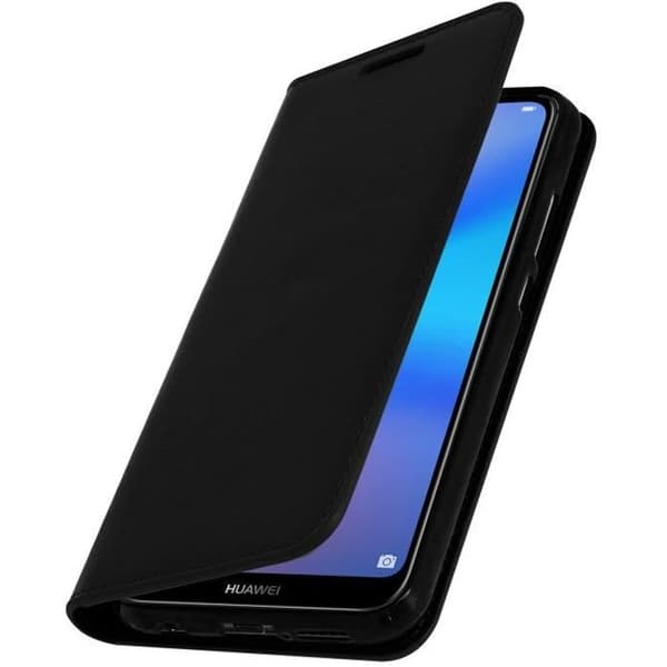 Huawei P20 Lite Fodral - AVIZAR - Plånboksfodral i läder - Svart - Videostöd - 3 kortplatser