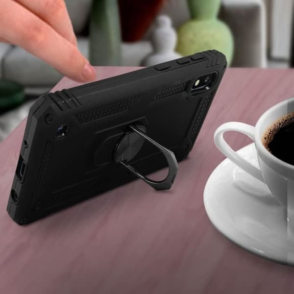 Coque - AVIZAR - Galaxy A10 - Bi-material - Hållring - Svart videostöd