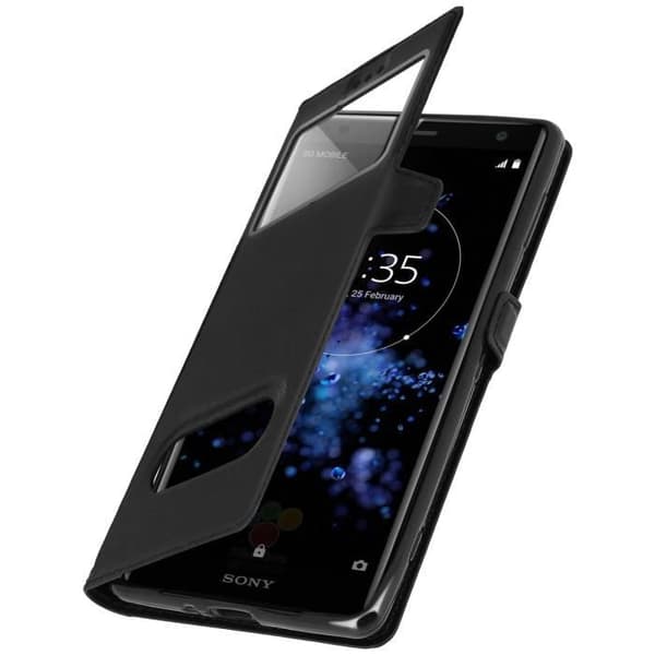 Housse - AVIZAR - Sony Xperia XZ2 - Ekoskinn - Mjuk Skal - Dubbel Fönster