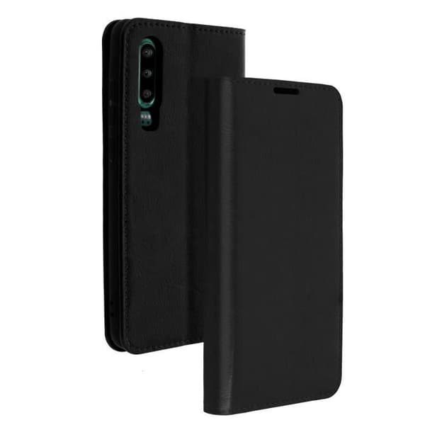 Huawei P30-fodral - Folio-fodral - Äkta läder - Videostöd - Svart - Semihård