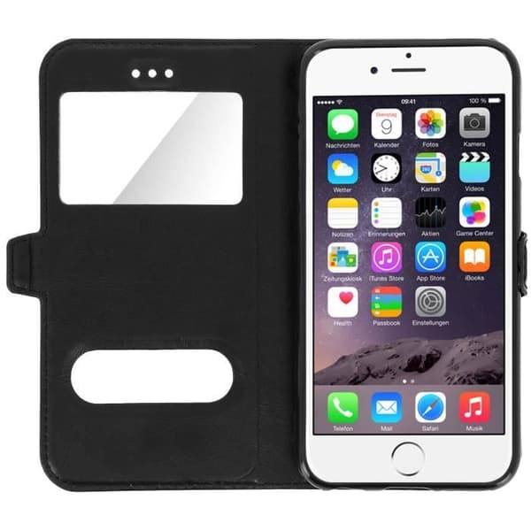 iPhone 6/iPhone 6S-fodral - MÄRKE - Flip-etui - Ekoleder - Svart - Stödfunktion