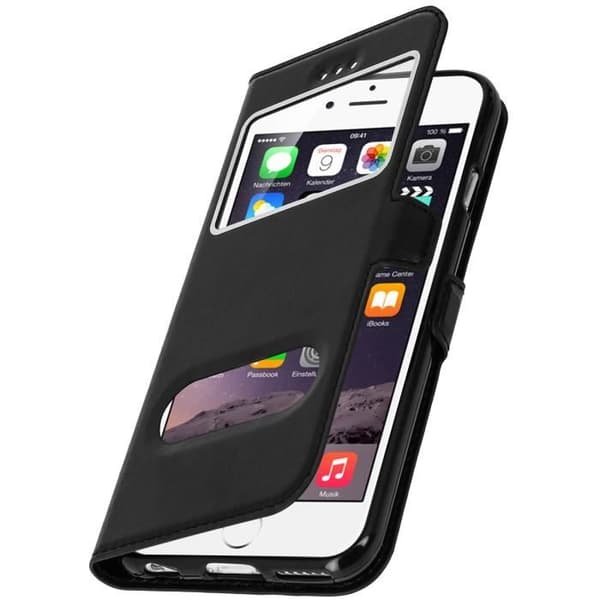iPhone 6/iPhone 6S-fodral - MÄRKE - Flip-etui - Ekoleder - Svart - Stödfunktion