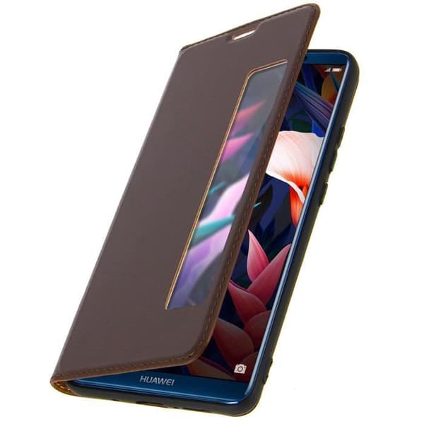 Etui - AVIZAR - Mate 10 Pro - Smart View-fodral - Brun - Heltäckande skydd