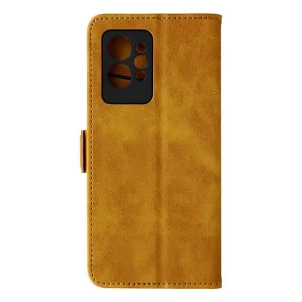 Realme GT 2 Pro Läderfodral Dubbel magnetisk flikkorthållare Camel