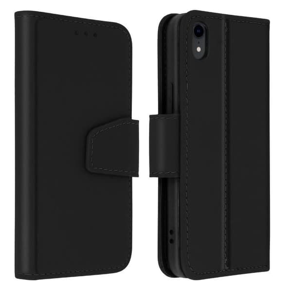 iPhone XR läderfodral AVIZAR - Kortficka och ställfunktion - Svart