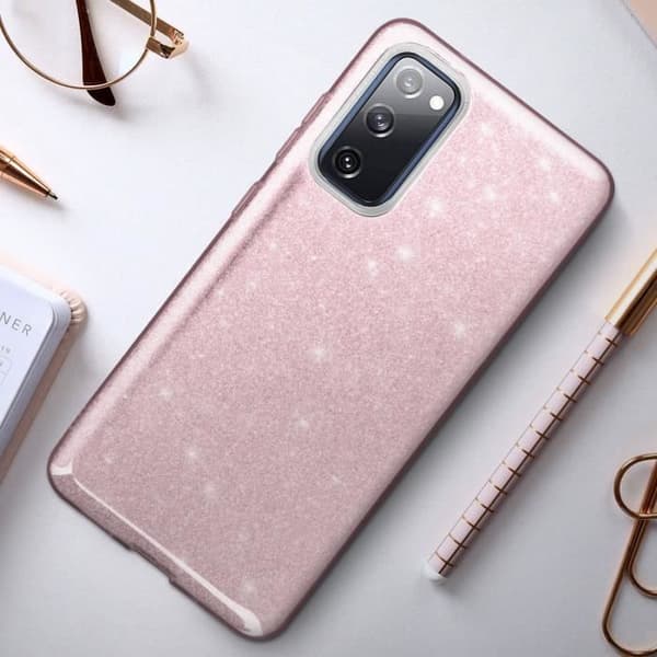 Samsung Galaxy S20 FE Glitter Avtagbart halvstyvt silikonfodral Rosa Rosa