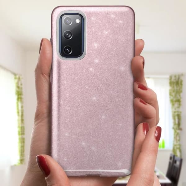 Samsung Galaxy S20 FE Glitter Avtagbart halvstyvt silikonfodral Rosa Rosa