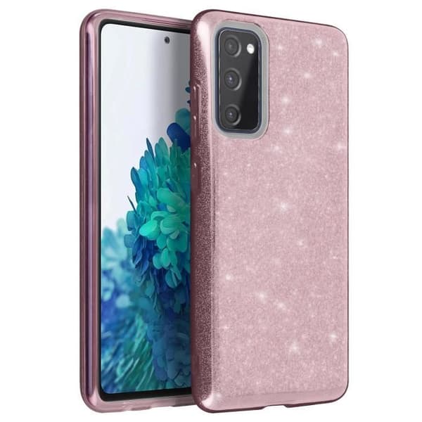 Samsung Galaxy S20 FE Glitter Avtagbart halvstyvt silikonfodral Rosa Rosa